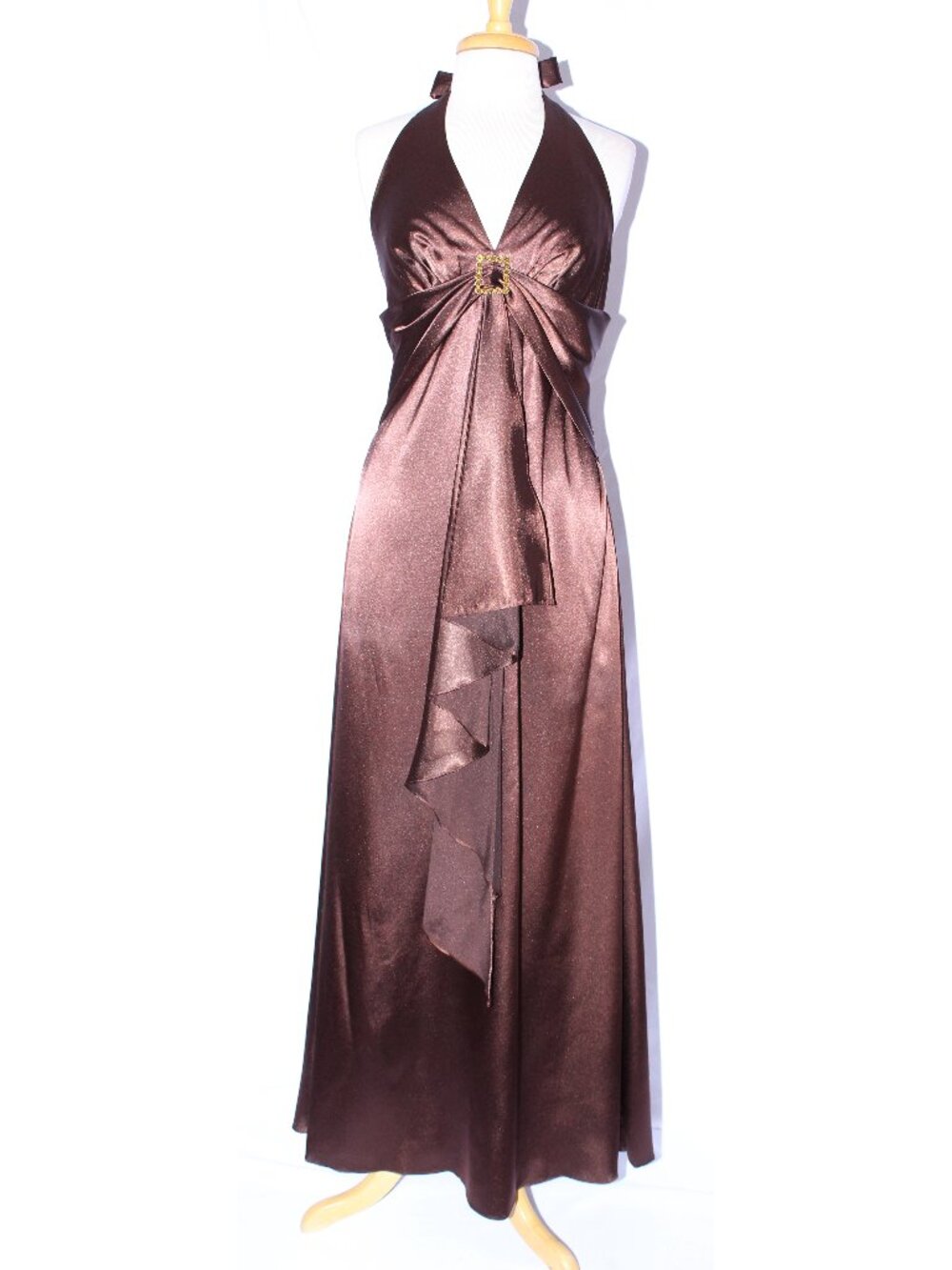 Cindy #1003 Charmeuse Satin Vintage Formal Bridesmaid Dress-Size 2X-Brown-NEW